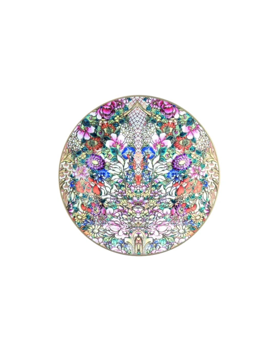 Roberto Cavalli Golden Flowers Charger – Round Serving Plate