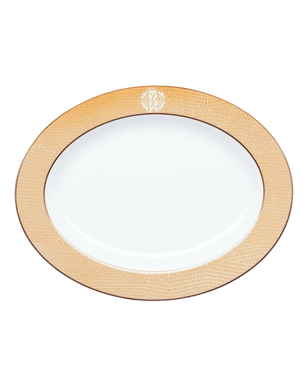 Roberto Cavalli Lizzard Gold Oval Dish