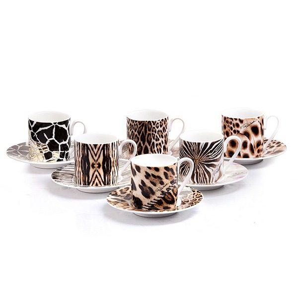 Africa Luxury Box Set 6 pcs. Coffee Cup & Saucer - Cylindric Shape - 0. ...