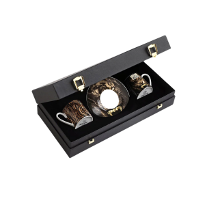 Roberto Cavalli New Tiger & Freedom Luxury Box Set 2 pcs. Coffee Cup & Saucer - Cylindric Shape 0.1 L