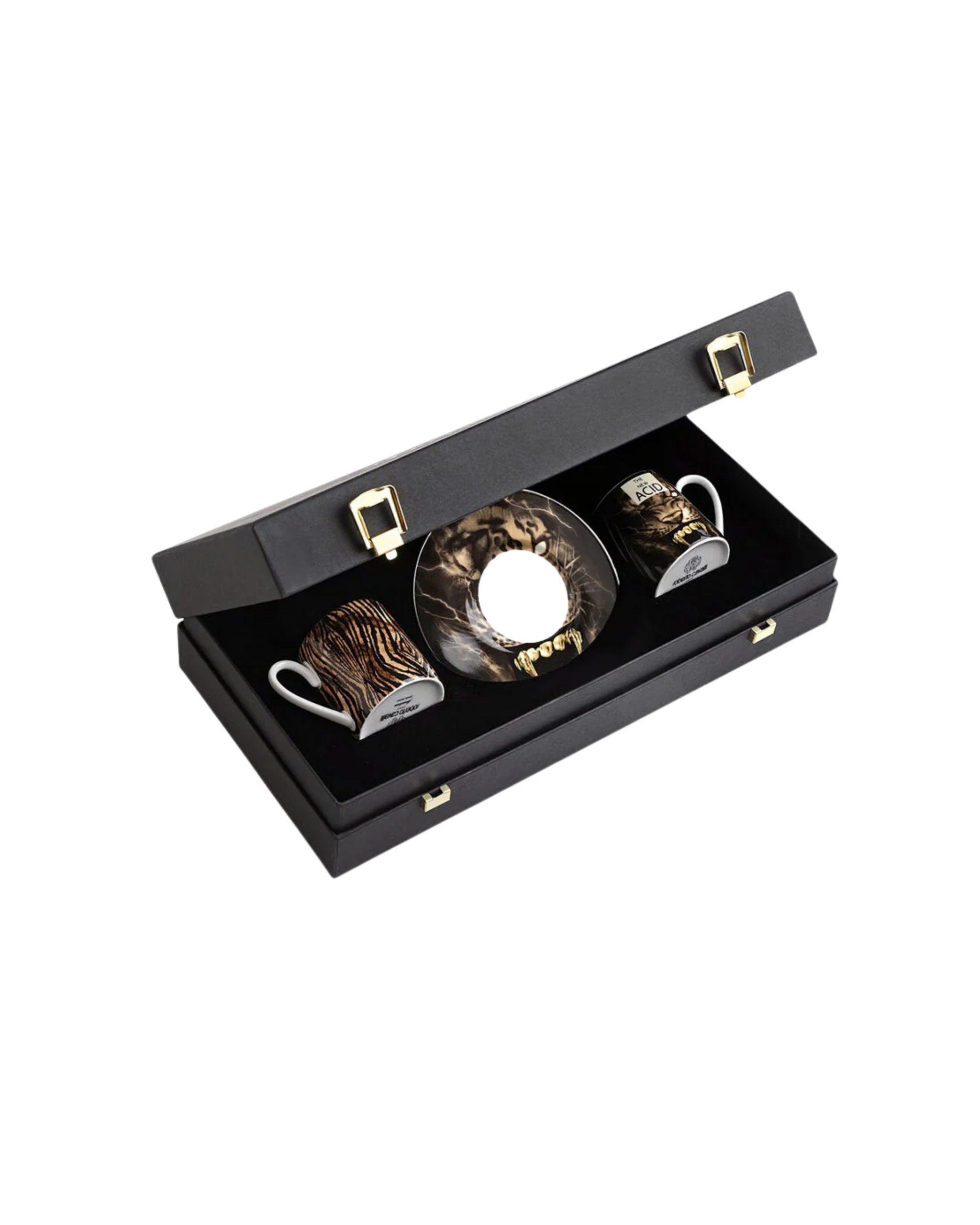 Roberto Cavalli New Tiger & Freedom Luxury Box Set 2 pcs. Coffee Cup & Saucer - Cylindric Shape 0.1 L