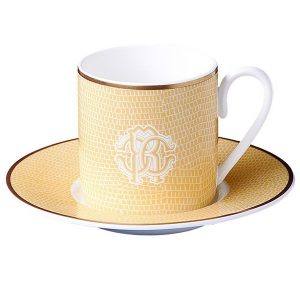 Image of Roberto Cavalli Lizzard Gold Coffee Cup & Saucer