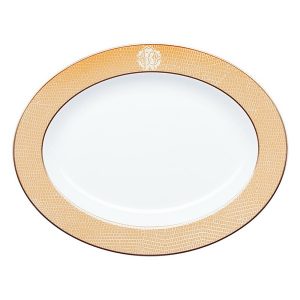 Image of Roberto Cavalli Lizzard Gold Oval Dish