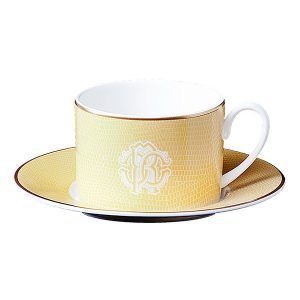 Image of Roberto Cavalli Lizzard Gold Tea Cup & Saucer