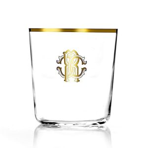 Image of Roberto Cavalli Monogramma Gold Old Fashioned Glass