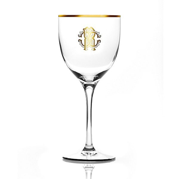 Image of Roberto Cavalli Monogramma Gold Wine Goblet