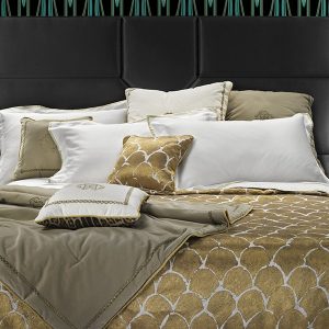 Image of Roberto Cavalli Silver and Gold Quilted Bedspread