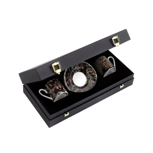 Roberto Cavalli Queen of Arizona Queen of Sicily Luxury Box Set 2 pcs. Coffee Cup & Saucer - Cylindric Shape 0.1 L