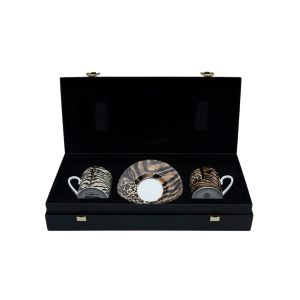 Roberto Cavalli Queen of Cavalli-Florida Luxury Box Set 2 pcs. Coffee Cup & Saucer - Cylindric Shape 0.1 L