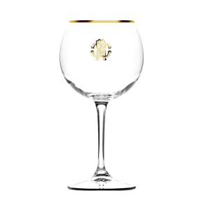 Roberto Cavalli Monogram Gold Wine Goblet - Set of 2