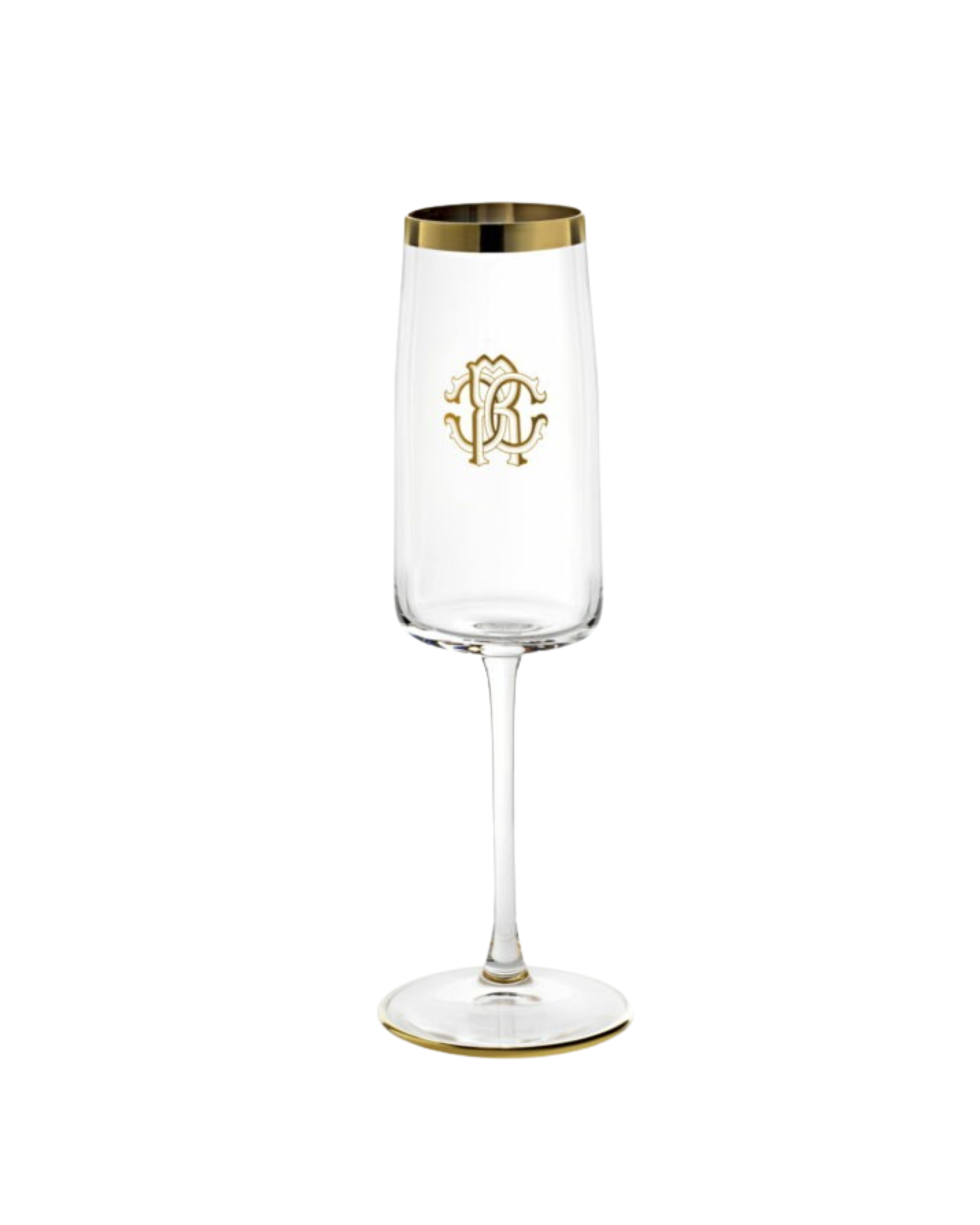 Roberto Cavalli NEW MONOGRAM GOLD CHAMPAGNE GOBLET - SET of 2