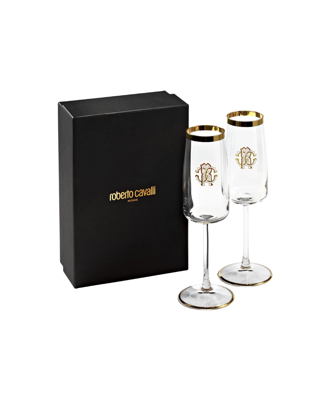 Roberto Cavalli NEW MONOGRAM GOLD CHAMPAGNE GOBLET - SET of 2 - Image 3