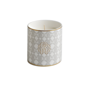 Roberto Cavalli White Monogram Gold Scented Candle